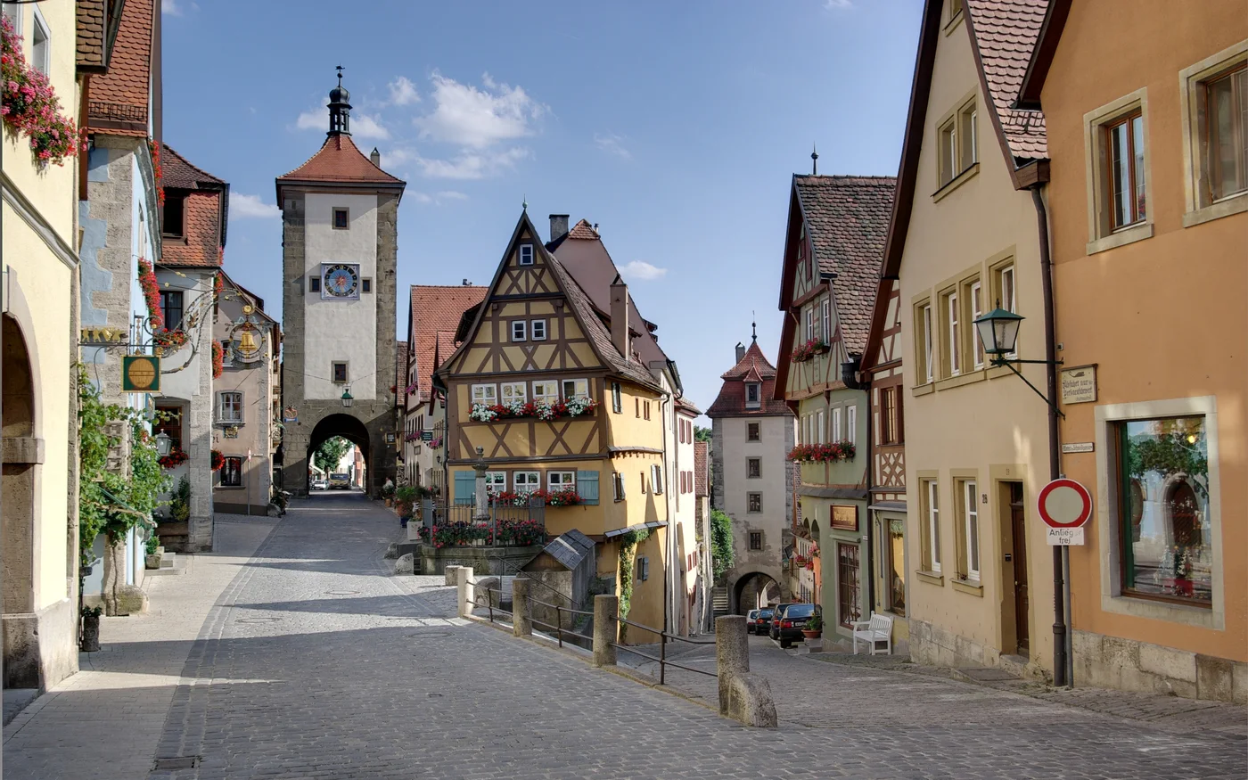Fachwerkhaus am Plönlein in Rothenburg ob der Tauber zwischen Sieberstor und Kobolzellertor